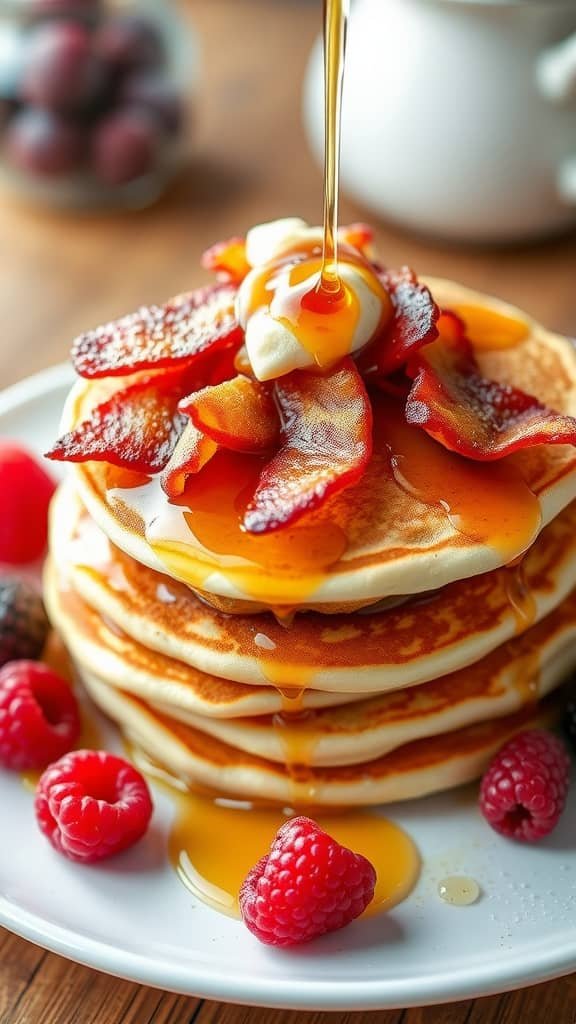Fluffy Maple Bacon Pancakes Recipe