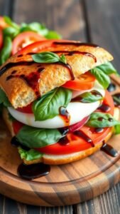 Fresh Tomato and Mozzarella Caprese Sandwich
