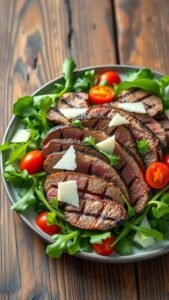 Grilled Steak and Arugula Salad with Parmesan