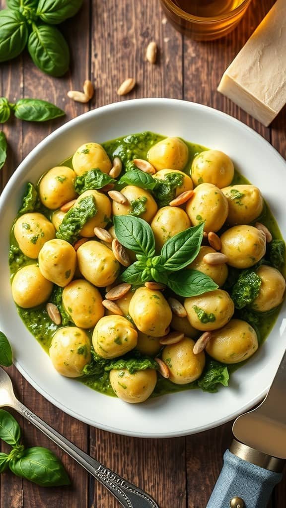 Homemade Italian Gnocchi with Fresh Pesto Sauce