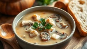Rich and Creamy Chicken and Mushroom Soup