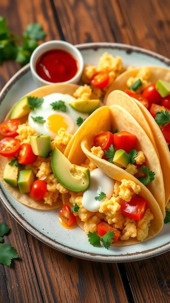 Savory Breakfast Tacos with Eggs and Avocado