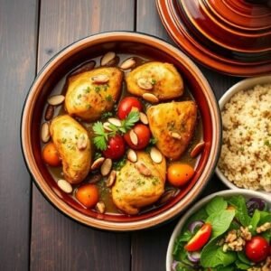 Savory Moroccan Chicken Tagine with Apricots and Almonds