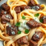 Savory Steak Gorgonzola Alfredo with Creamy Parmesan Sauce Recipe