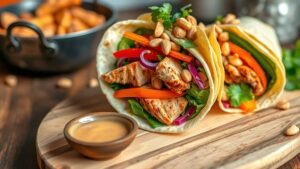 Savory Thai Peanut Chicken Wrap Recipe