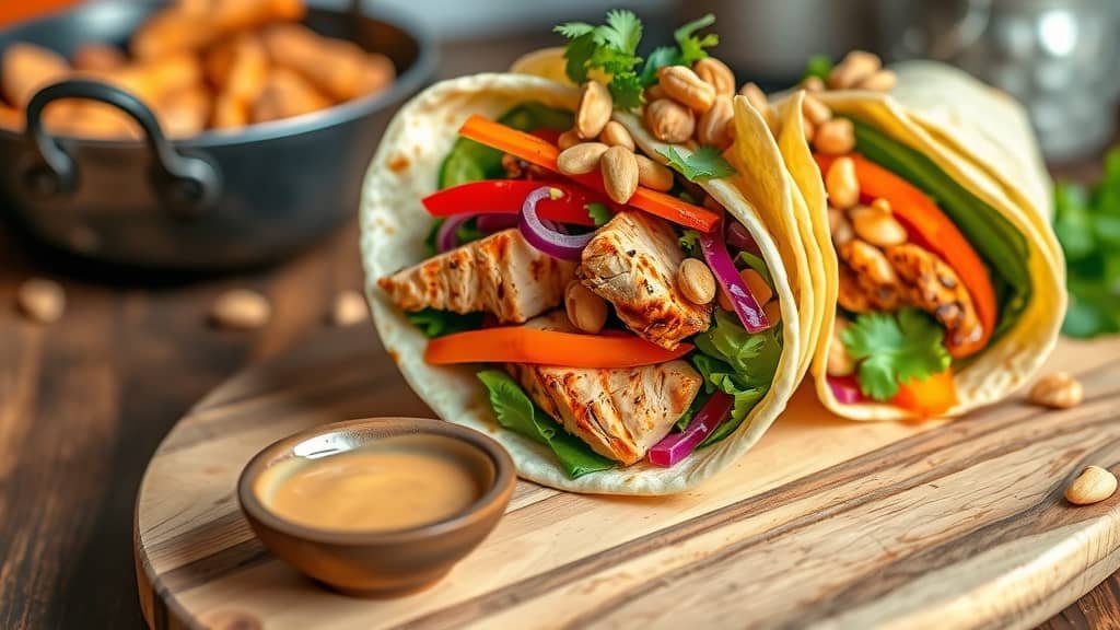 Savory Thai Peanut Chicken Wrap Recipe