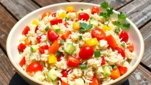 A Perfectly Light Mediterranean Rice Salad