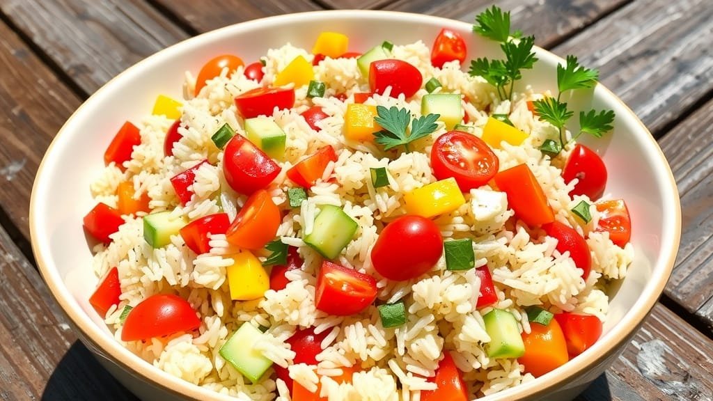 A Perfectly Light Mediterranean Rice Salad