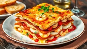 A Creamy and Flavorful Seafood Lasagna Dish