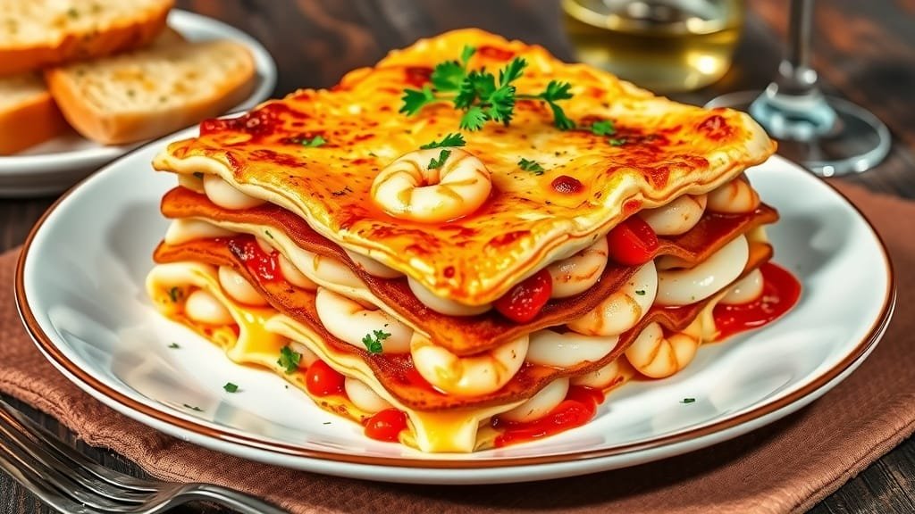 A Creamy and Flavorful Seafood Lasagna Dish