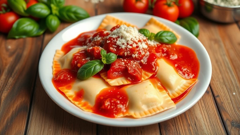 Delicious Homemade Ravioli with Tomato Sauce