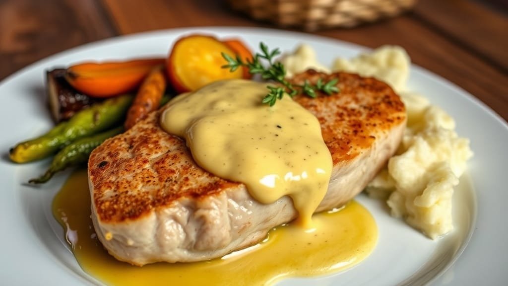 Delicious Pork Chops with a Tangy Mustard Sauce